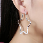 Sterling Silver 5.5cm Star Hoop Earrings for Women - Wedding