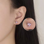 Sterling Silver Heart Zircon Stud Earrings for Women - Multicolour