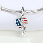 925 Sterling Silver Statue of Liberty Flag Charm Bead
