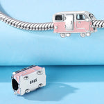 925 Sterling Silver Pink Heart Camper Van Charm Bead