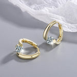 Sterling Silver Gold Crystal Stud Earrings for Women - Wedding