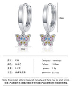 925 Sterling Silver Butterfly Zircon Stud Earrings for Women