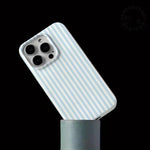 Fresh Blue and White Striped Glossy Phone Case for iPhone 11 12 13 14 15 16 17 Pro Max 17 Air 16E Soft Casing Shockproof Cover
