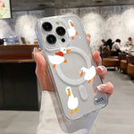 Clear Transparent Magnrtic Cover for Samsung Galaxy S25 S24 S23 S22 Ultra Plus S21 FE Cute Four Duck Wireless Charge Phone Cases