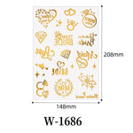 Waterproof Metallic Temporary Tattoos Women Gold Flash Fake Tattoo Sticker Heart Design Stickers for Valentine Wedding Body Art