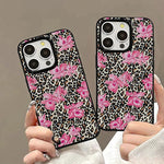 Pink Flowers Leopard Print Phone Case For iPhone 16 15 14 13 12 17 Air 11 Pro Max X XR XSMax 7 8 Plus SE20 16E Soft Back Cover