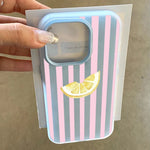 Lemon Slice Pink Stripes Phone Case For iPhone 17 Air 16 15 14 Plus 13 12 11 Pro Max 16e XR X XS Max 7 8 Plus 2 in1 Soft Cover