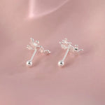 Sterling Silver Three Flowers Stud Earrings for Women - Elegant