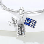 925 Sterling Silver Travel Airplane Camera Suitcase Charm Bead