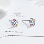 925 Sterling Silver Rainbow Zircon Stud Earrings for Women