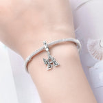 925 Sterling Silver CZ Butterfly Alphabet Letter Charm Bead