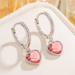 Sterling Silver Pink Heart Stud Earrings for Women - Elegant Gift