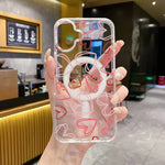 Samsung Galaxy S25 S24 S23 Ultra Plus FE Pink Heart Magnetic Clear Case