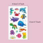 10Pcs Cartoon Temporary Tattoos for Hand Disposable Underwater World Crabs Dolphins Octopus Jellyfish Design Tattoos Sticker