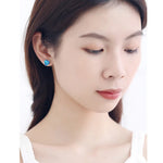 Sterling Silver Blue Heart Zircon Stud Earrings for Women - Elegant