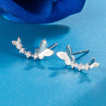 925 Sterling Silver Butterfly Zircon Stud Earrings for Women