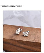 Sterling Silver Hollow Lotus Flower Stud Earrings for Women