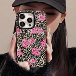 Pink Flowers Leopard Print Phone Case For iPhone 16 15 14 13 12 17 Air 11 Pro Max X XR XSMax 7 8 Plus SE20 16E Soft Back Cover