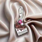 925 Sterling Silver Heart Zircon Coffee Charm Bead for Bracelet