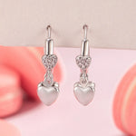 Sterling Silver Heart Zircon Stud Earrings for Women - Elegant