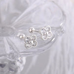 Sterling Silver Four Round Zircon Stud Earrings for Women - Elegant