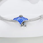 925 Sterling Silver Cartoon Stingray Charm Bead for Bracelet