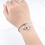 925 Sterling Silver Sewing Machine Pink Dress Charm Pendant