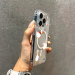 Clear Transparent Magnrtic Cover for Samsung Galaxy S25 S24 S23 S22 Ultra Plus S21 FE Cute Four Duck Wireless Charge Phone Cases