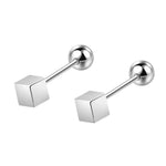 Sterling Silver Star Cube Stud Earrings for Women - Free Delivery