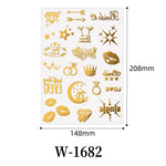 Waterproof Metallic Temporary Tattoos Women Gold Flash Fake Tattoo Sticker Heart Design Stickers for Valentine Wedding Body Art