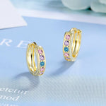 925 Sterling Silver Rainbow Zircon Hoop Earrings for Women