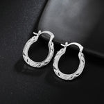 Sterling Silver Carved Flower Small Hoop Earrings for Women