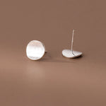 Sterling Silver Frosted Round Stud Earrings for Women - Wedding