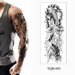Men's Temporary Tattoos Large Arm Sleeve Tattoo Sticker Dragon Tiger Fish Full Skull Totem Wolf Waterproof Fake Tatoo for Women
