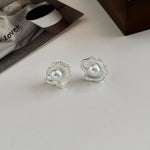 Sterling Silver Flower Pearl Earrings for Women - Vintage Wedding