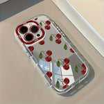 Red Cherry Bow Soft Phone Case For iPhone 17 Pro 16 15 14 13 12 11 Pro Max 7 8 Plus XR X XS Max 16E 17E Luxury Mirror Back Cover