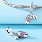 925 Sterling Silver Coffee Cup Dangle Charm Bead for Bracelet Necklace
