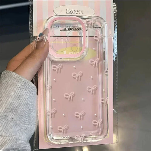 ins Korea Pink Bowknot Phone Case for Xiaomi Redmi Note 14 13 12 11 Pro Plus 5G 12S 11S 10S Redmi 13C 14C 4G Clear Soft Cover