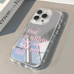 Pink English Pattern Phone Case For iPhone 11 12 13 14 15 16 17 Pro Max 7 8 16 Plus XR X XS Max 16E 17E Luxury Mirror Back Cover