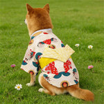 Japanese Pet Kimono Bow Fan Print Puppy Dog Clothes Small Dogs Corgi Shiba Inu Shetland Cat Dresses Pet Clothing