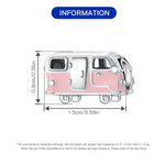 925 Sterling Silver Pink Heart Camper Van Charm Bead