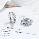 925 Sterling Silver Rainbow Zircon Hoop Earrings for Women