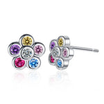 925 Sterling Silver Rainbow Zircon Stud Earrings for Women