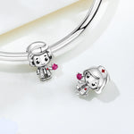 925 Sterling Silver Doctor Nurse Couple Charm Bead