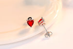 Sterling Silver Heart Zircon Stud Earrings for Women - Multicolour