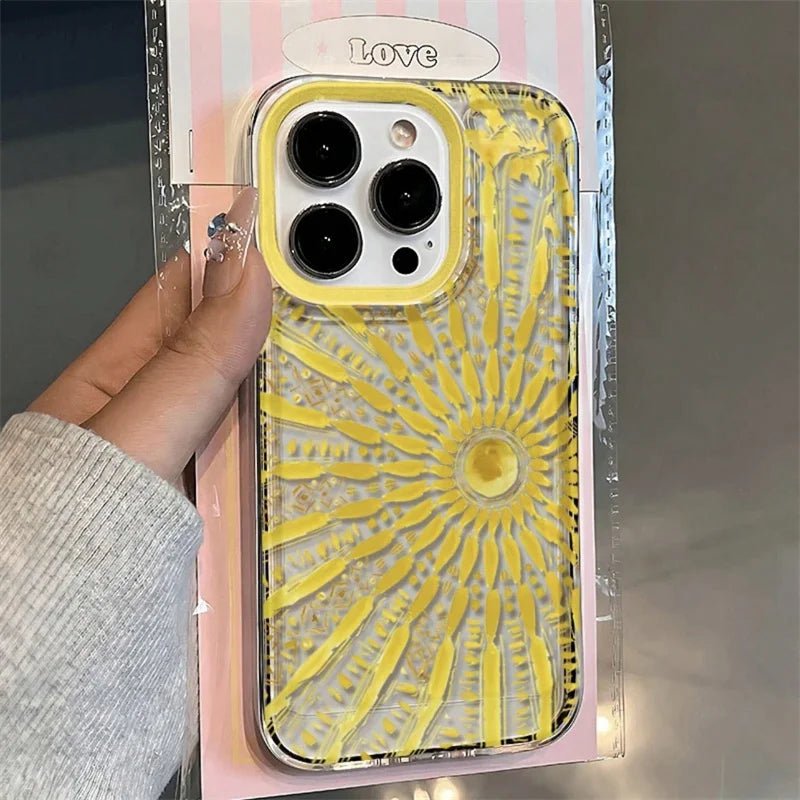 Radiant Sunshine Element Transparent Phone Case For iPhone 16 15 14 13 12 11 Pro Max XS Max XR 7 8 Plus Soft Clear Cover Funda