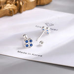 925 Sterling Silver Blue Zircon Stud Earrings for Women
