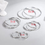 Sterling Silver 30-60mm Cut Hoop Earrings for Women