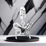 925 Sterling Silver Zircon Butterfly Snake Charm Pendant