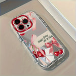 Red Ribbon Bow Cherry New Mirror Design Phone Case For iPhone 11 12 13 14 15 16 17 Pro Max 7 8 Plus XR XS 16E 17E Soft Cover